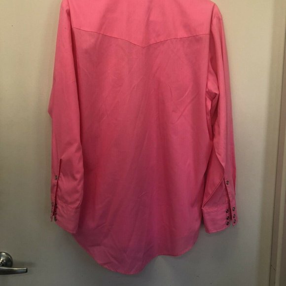 Malco Modes Vintage Pink Long Sleeve Western Shirt Size 16.5/33 - Picture 4 of 5